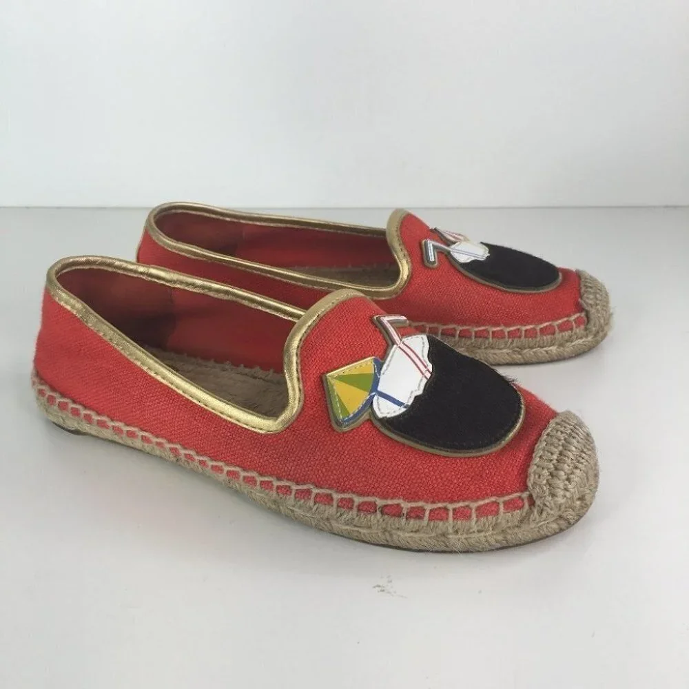 Tory Burch Coconut Linen Espadrille Flats Size 6